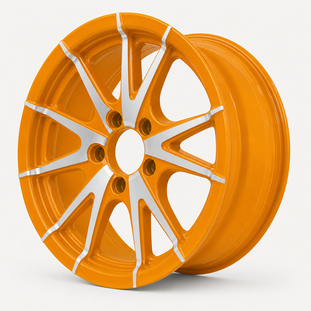 15x6 Trailer Wheel 6 Lug (6x5.5) Aluminum Orange Machined — Rhino CW516