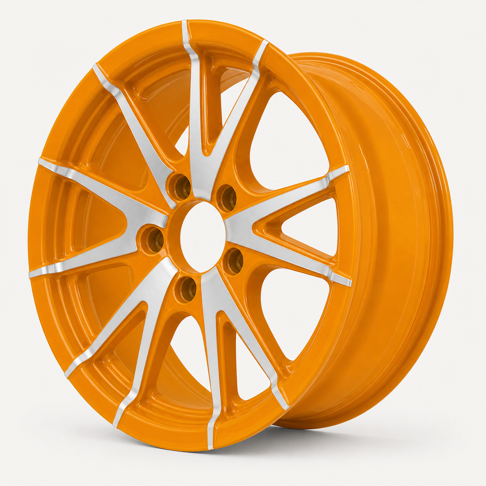 15x6 Trailer Wheel 6 Lug (6x5.5) Aluminum Orange Machined — Rhino CW516