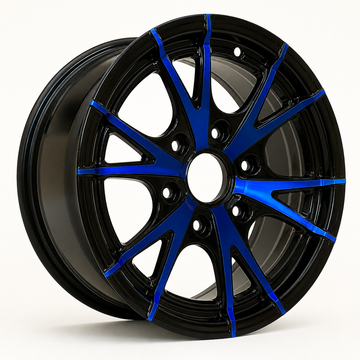 15x6 Trailer Wheel 6 Lug (6x5.5) Aluminum Blue Machined — Rhino CW516