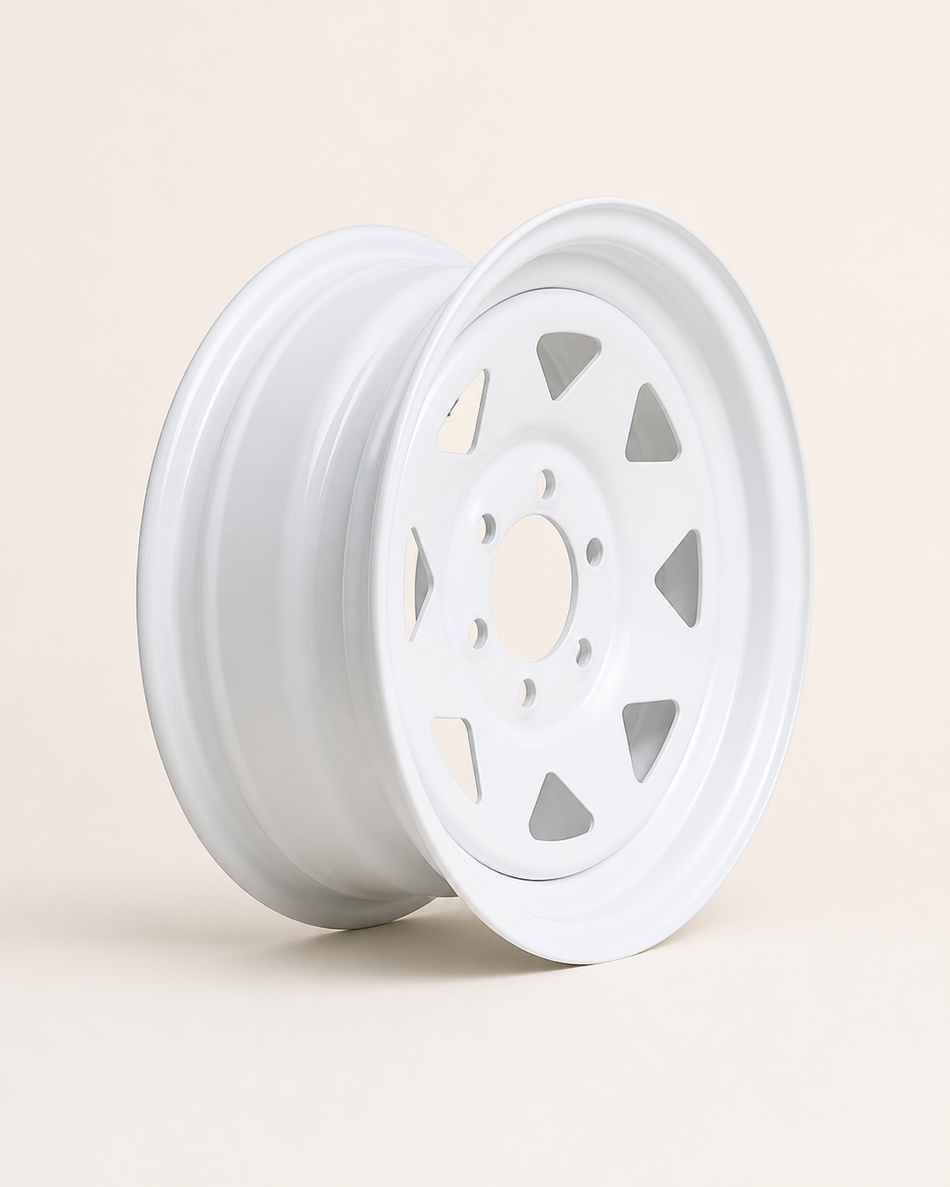 15x6 Trailer Wheel 6 Lug (6x5.5) Steel White — NCC