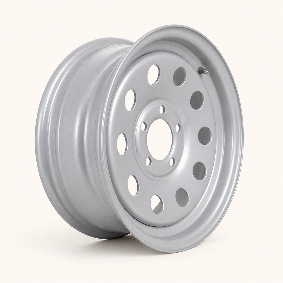 15x5 Trailer Wheel 5 Lug (5x4.5) Steel Silver Modular — NCC