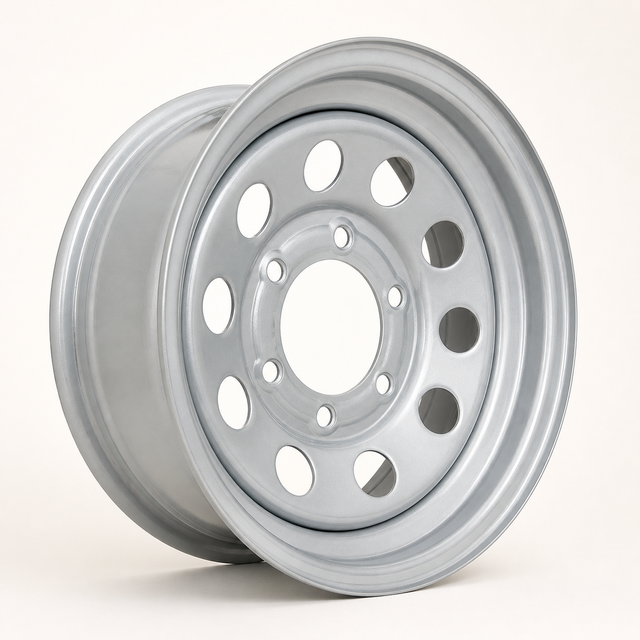 15x6 Trailer Wheel 6 Lug (6x5.5) Steel Silver Modular — NCC