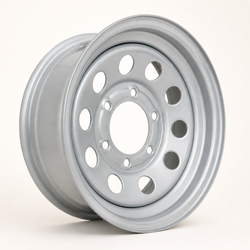 15x6 Trailer Wheel 6 Lug (6x5.5) Steel Silver Modular — NCC