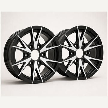 2PCS 15x6 Trailer Wheel 6 Lug (6x5.5) Aluminum Black Machined — Rhino CW516