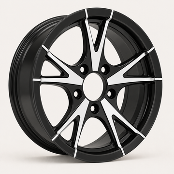 15x5 Trailer Wheel 5 Lug (5x4.5) Aluminum Black Machined — Rhino CW515