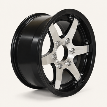 16x6 Trailer Wheel 6 Lug (6x5.5) Aluminum Black Machined — Rhino Classic 601