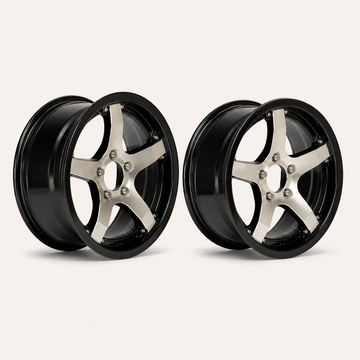 Set of 2 — 14x5.5 Trailer Wheel 5 Lug (5x4.5) Aluminum Black Machined — Rhino Classic 501