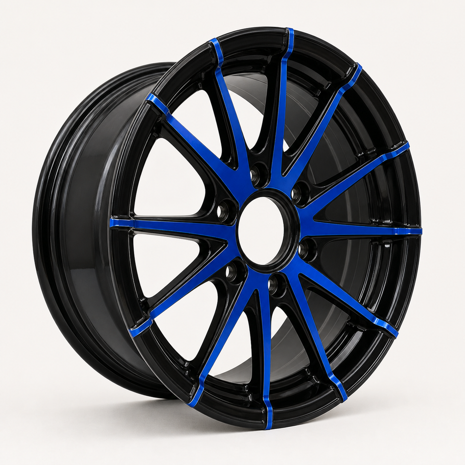 15x5 Trailer Wheel 5 Lug (5x4.5) Aluminum Blue & Black — Rhino CW515