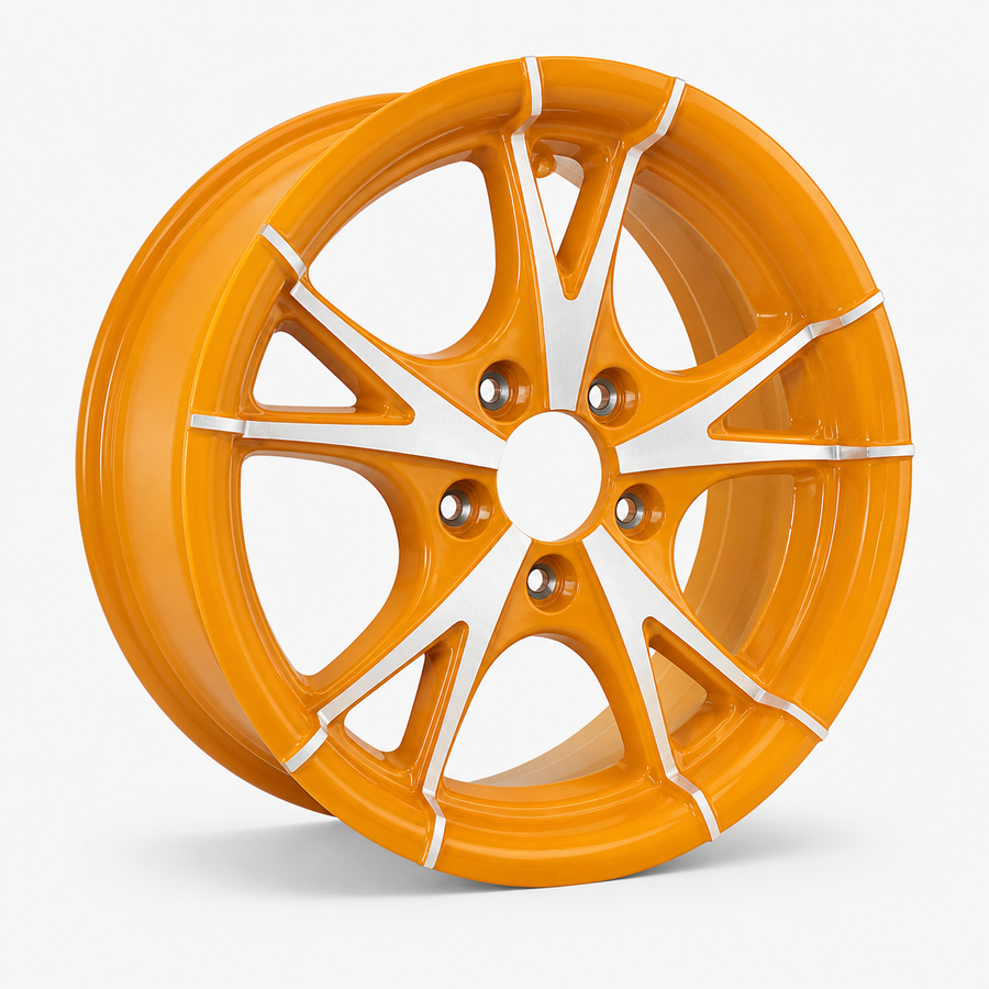 15x5 Trailer Wheel 5 Lug (5x4.5) Aluminum Orange Machined — Rhino CW515