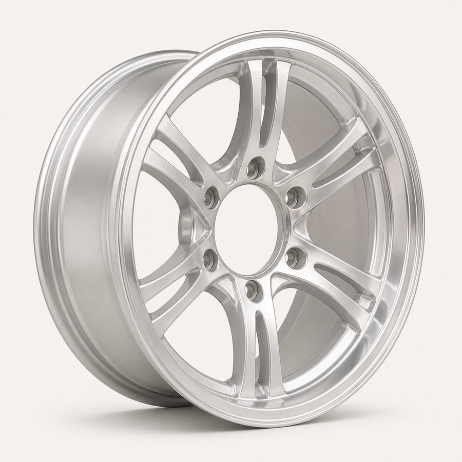 16x6 Trailer Wheel 6 Lug (6x5.5) Aluminum Silver Machined — SUJA