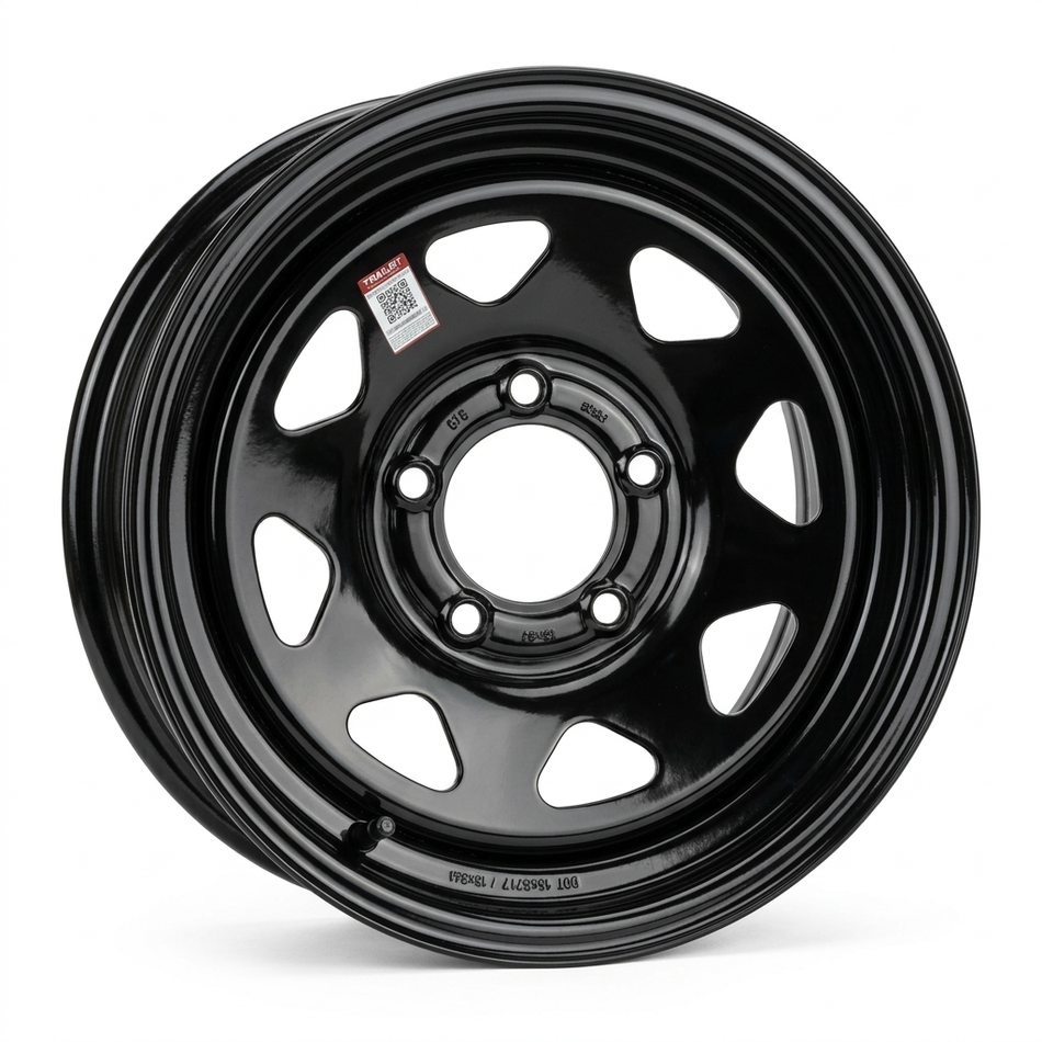 14x5.5 Trailer Wheel 5 Lug (5x4.5) Black 8-Spoke — Maxon