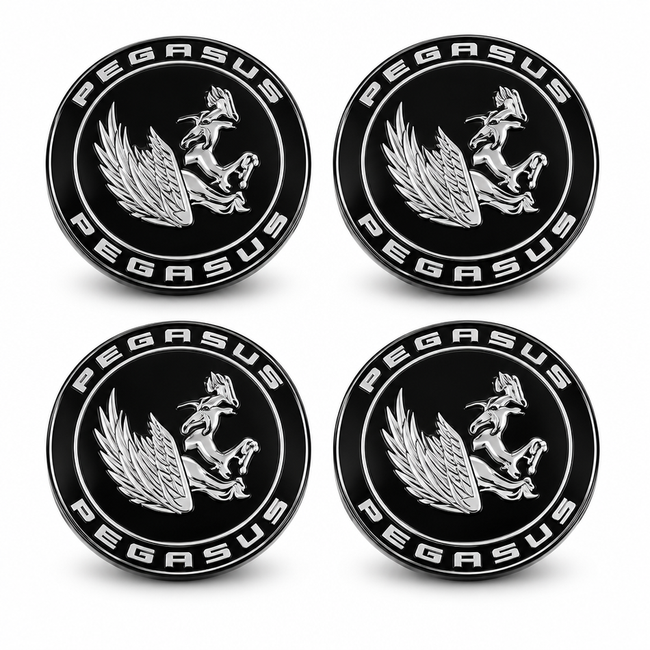 4PCS PEGASUS FLOATING CENTER CAP BLACK