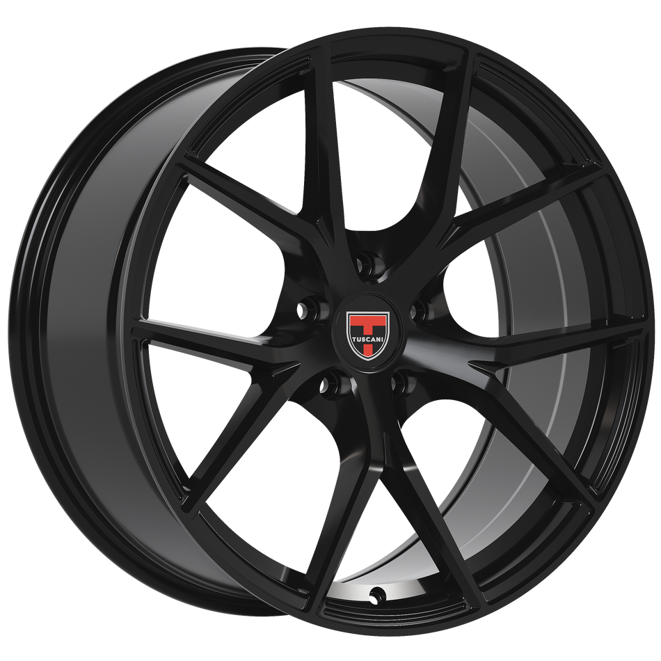 Tuscani 20X9 Wheel 5X112 PCD/35mm Offset/ 73.1mm CB/ GLOSS BLACK Rims