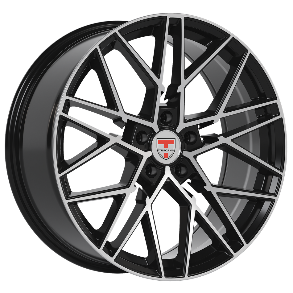 Tuscani 20X8.5 Wheels 207 5X114.3 PCD 35mm Offset Gloss black with Machined face Rims