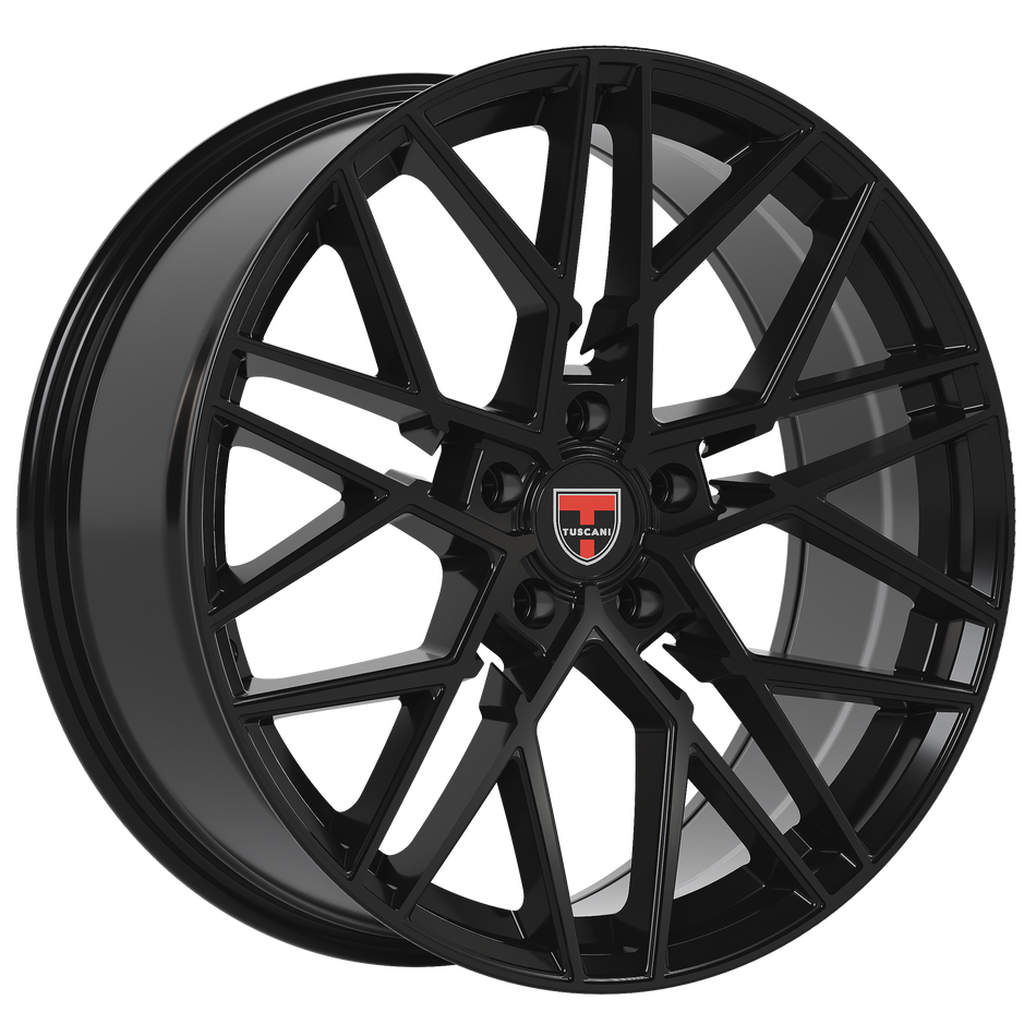 Tuscani 20X8.5 Wheels 5X114.3 PCD 35mm Offset Gloss black Rims