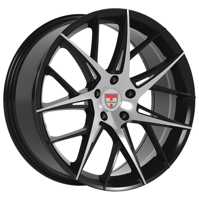 20x8.5 Wheel Rim 5x114.3 +35 Gloss Black Machined — Tuscani 208