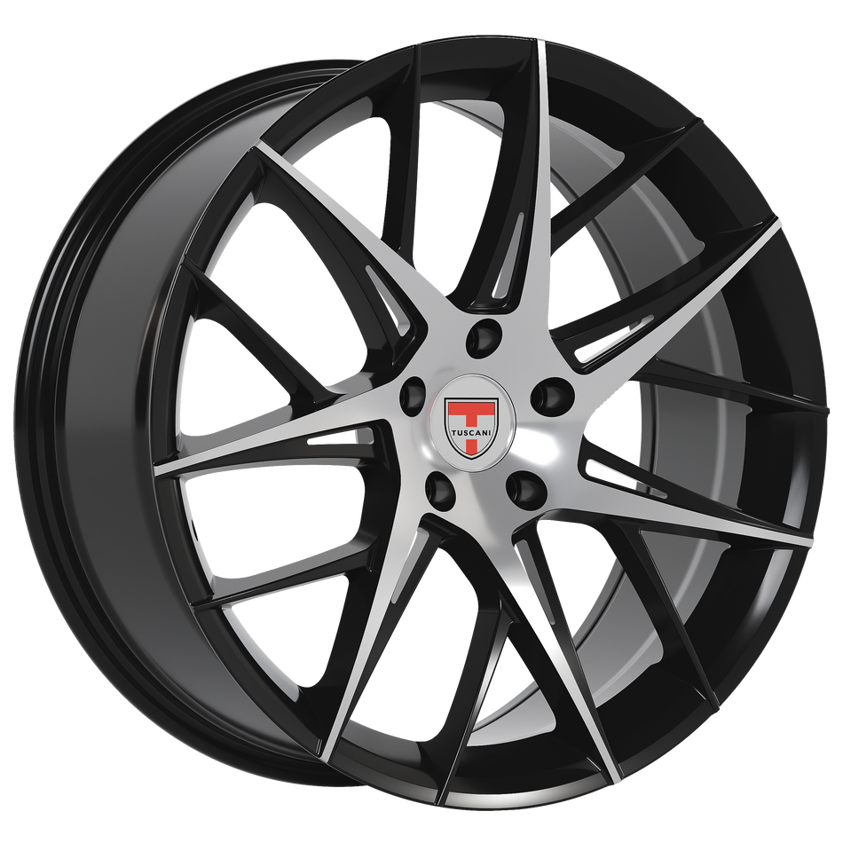 Tuscani 20X8.5 Wheels 208  5X114.3 PCD 35mm Offset Gloss black with Machined face Rims