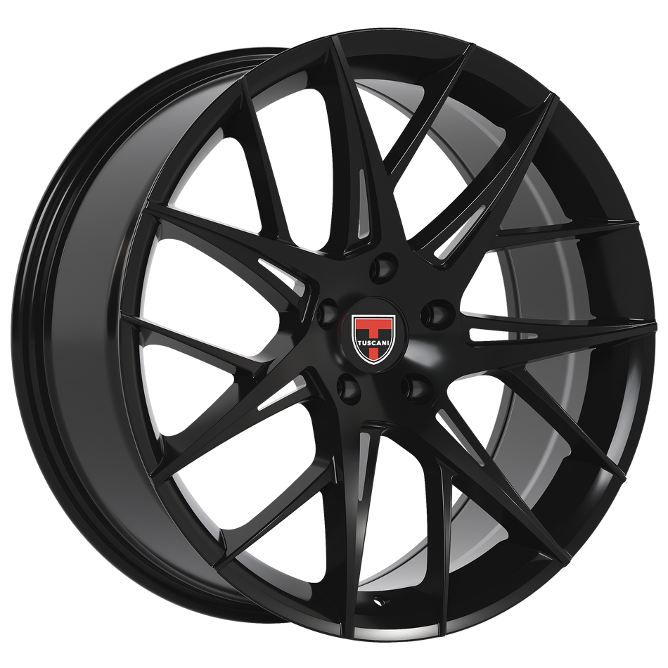 Tuscani 20X8.5 Wheels 5X114.3 PCD 35mm Offset Gloss black Rims