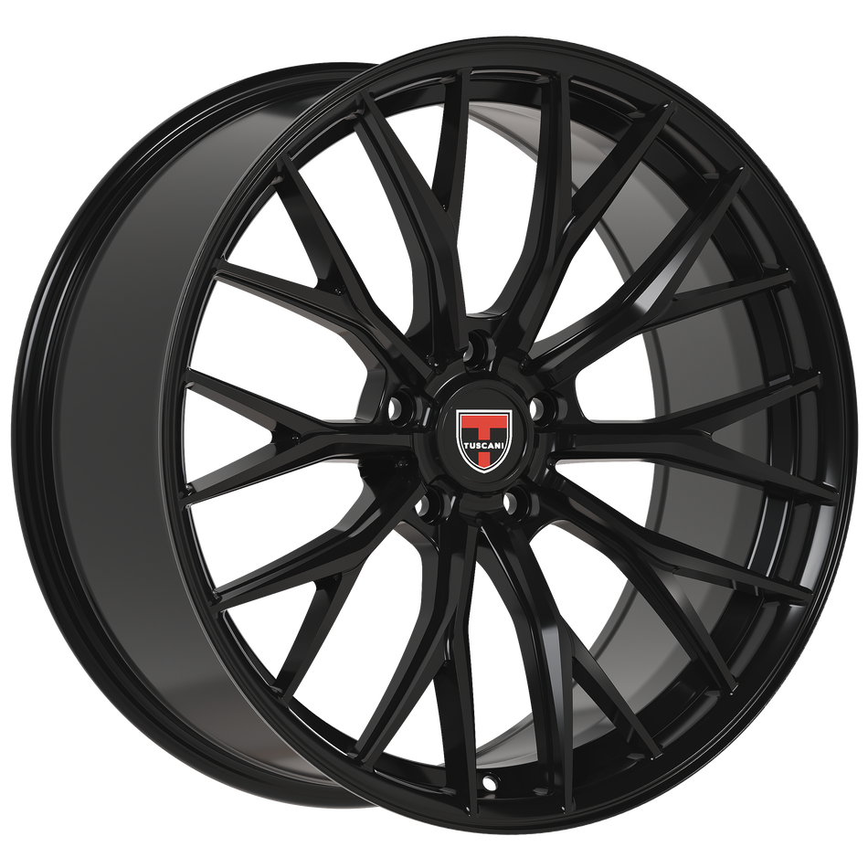 Tuscani 20X9 Wheels 210GB 5X114.3 PCD 35mm Offset Gloss Black Rims