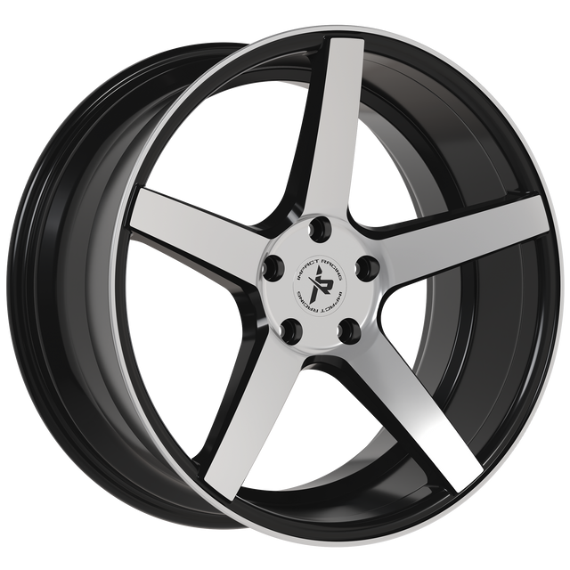 20x8.5 Wheel Rim 5x114.3 +35 Black Machined Gloss Black — Impact Racing 504