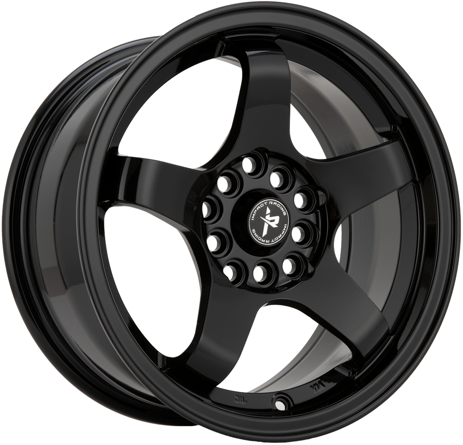 Impact Racing 15X7 Wheels 5X100/114.3 PCD 35mm Offset Gloss Black Rims