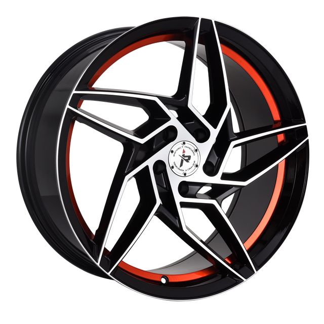 Impact Racing 22X9 Wheel |5X114.3 PCD |38mm Offset |73.1mm CB Gloss Black Machined Face Red Undercut Rims