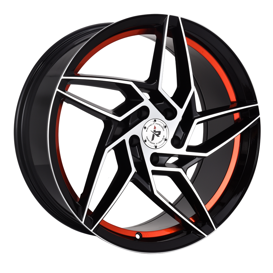 Impact Racing 20X8.5 Wheel |5X114.3 PCD |35mm Offset |73.1mm CB Gloss Black Machine Face and undercut with red clear coat Rims