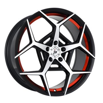 Impact Racing 20X8.5 Wheel |5X114.3 PCD |35mm Offset |73.1mm CB Gloss Black Machine Face Undercut Red Rims
