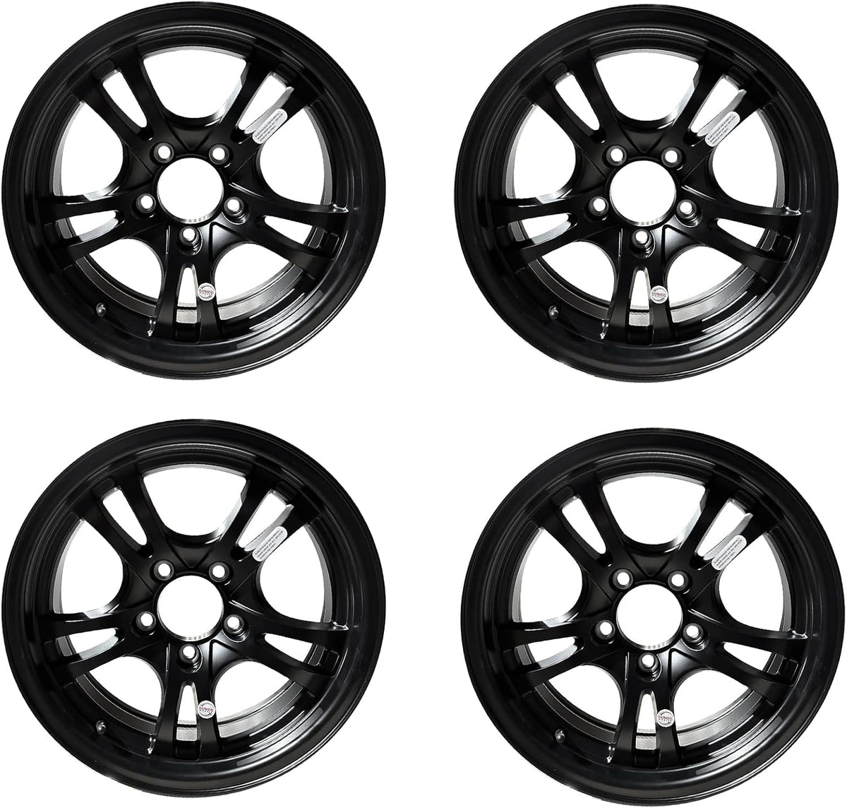 Set of 4 15x5 matte black aluminum trailer wheels
