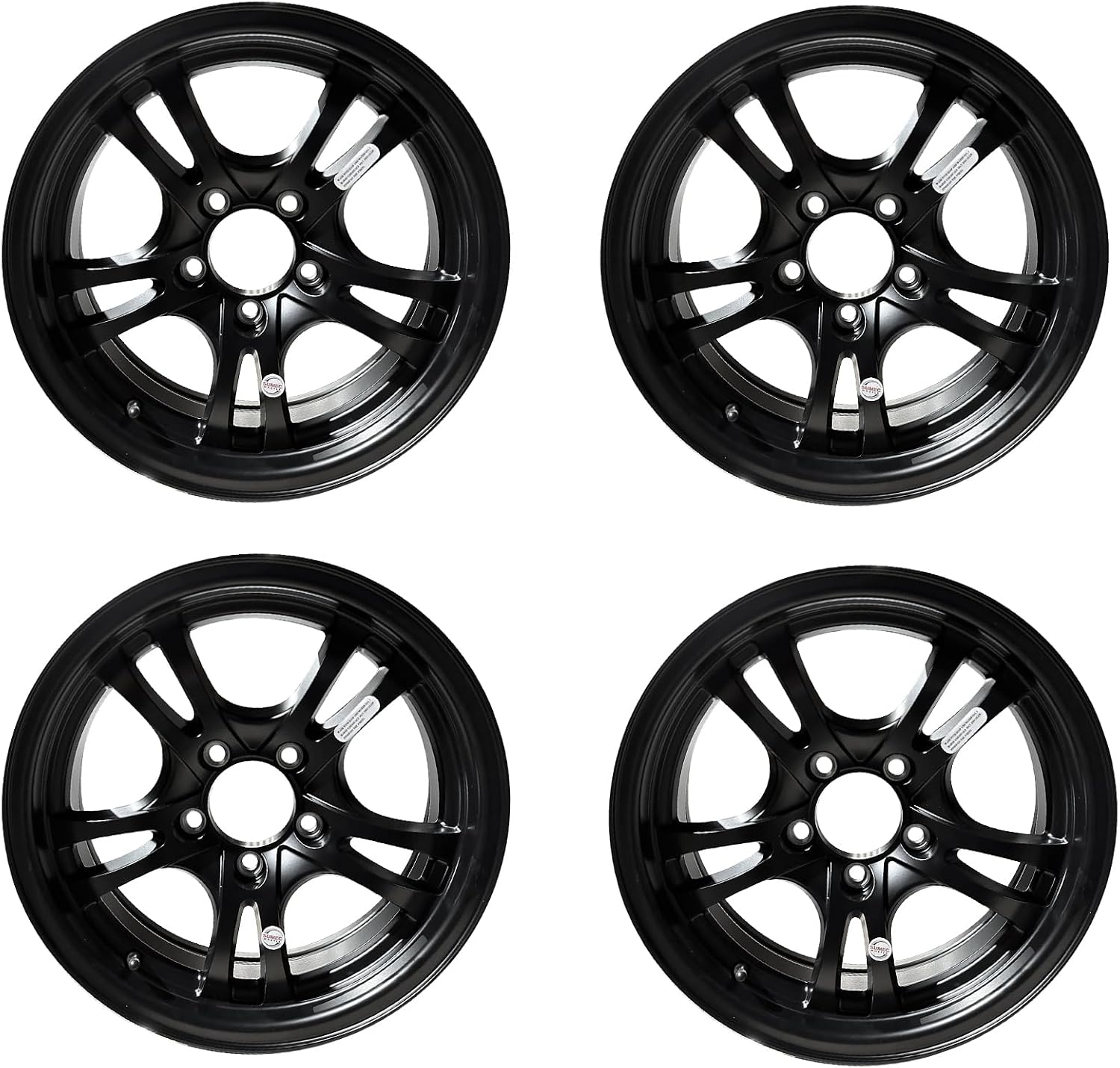 Set of 4 15x5 matte black aluminum trailer wheels