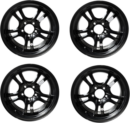 Set of 4 15x5 matte black aluminum trailer wheels