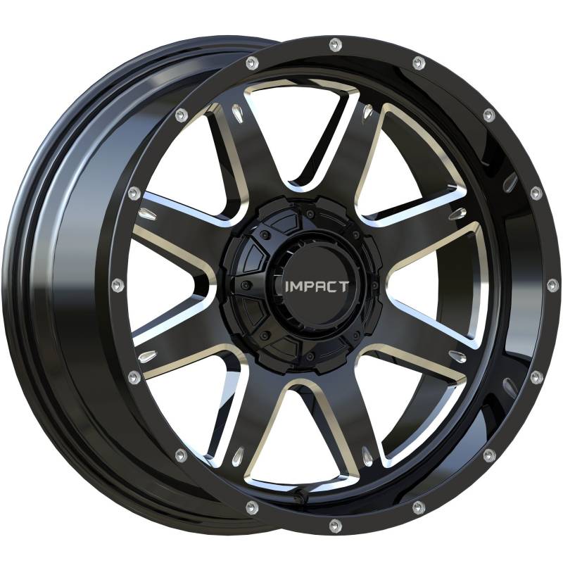 20x12 Off-Road Wheel Rim 5x139.7/5x150 -44 Gloss Black Milled — Impact Offroad 804