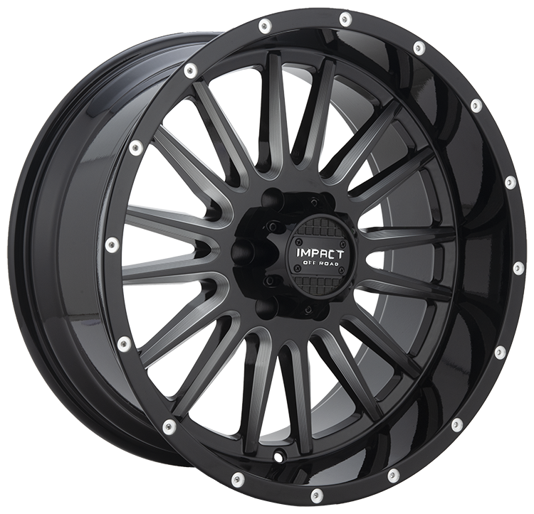 Impact Offroad 20X10 Offroad Wheel 6X139.7 PCD/-12mm Offset/ 106.1mm CB/ Gloss Black Milling Windows Rims