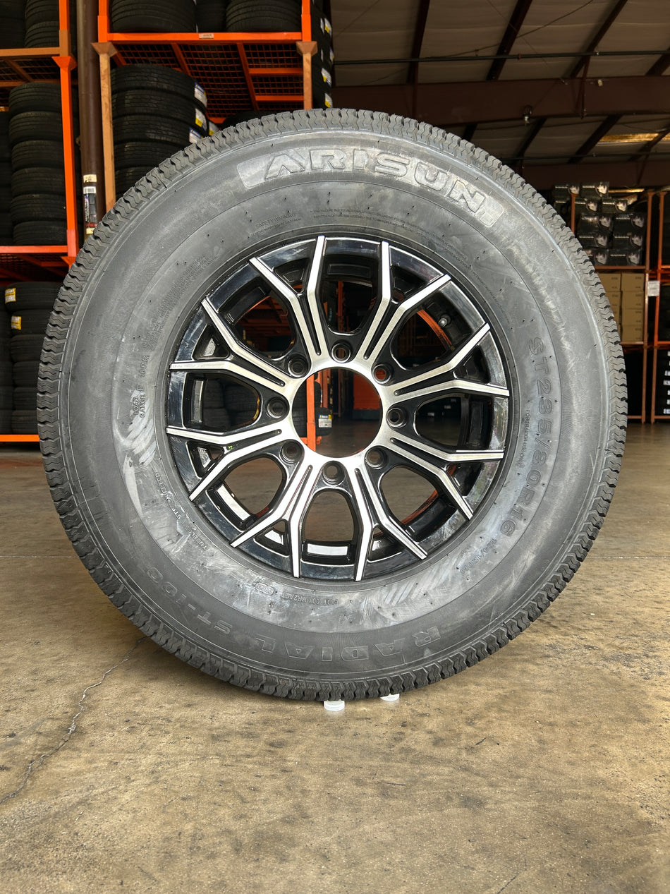 1PC Arisun Trailer Tire & Wheel Assembly ST235/80R16 10PR on 16x6 8 Lug Trailer Wheel
