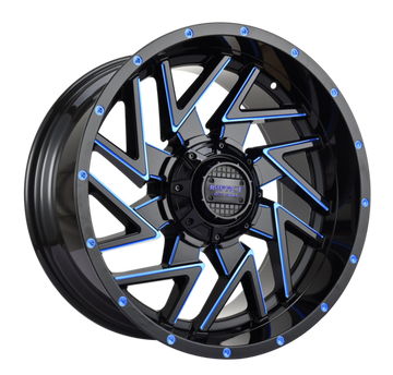 20x10 Off-Road Wheel Rim 6x139.7/6x135 -12 Gloss Black Blue Milled — Impact Offroad 809