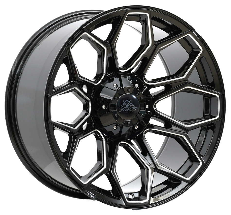 Xdrive Offroad 22X10 X001 Offroad Wheels 6X135/139.7 PCD -25mm Offset Gloss Black Milled Rims