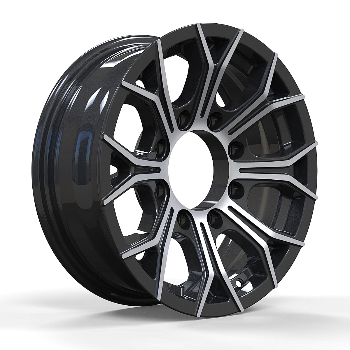 SET OF 2 CW618 16X6, 8 Lug ALUMINUM WHEEL for Trailer Tires