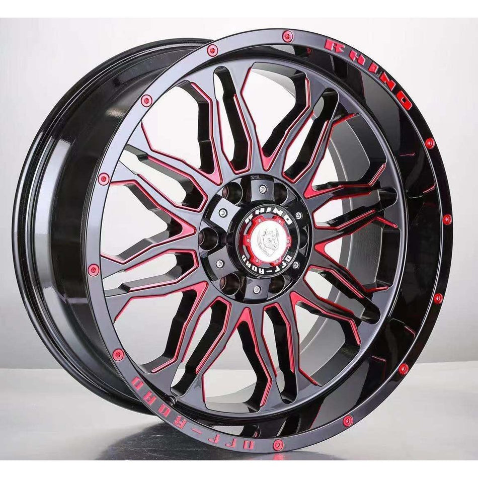 CW820 20X10 Off-Road Black Red Milling Window Rivets Engrave