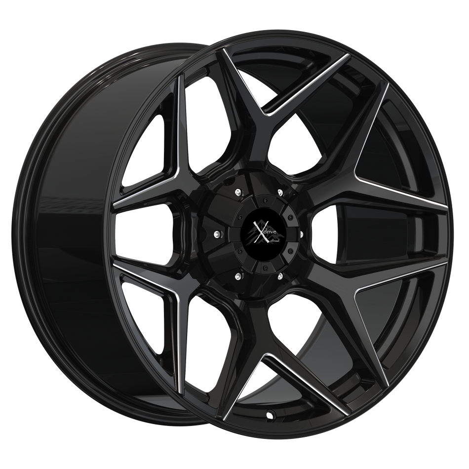 Xdrive Offroad 22X10 X003 Offroad Wheels 6X135/139.7 PCD -25mm Offset Gloss Black Milled Rims