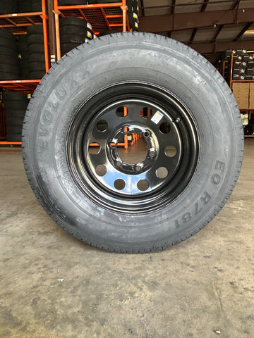 1PC Evolux Trailer Tire & Wheel Assembly ST235/85R16 10PR on 16x6 6x5.5 Black Modular