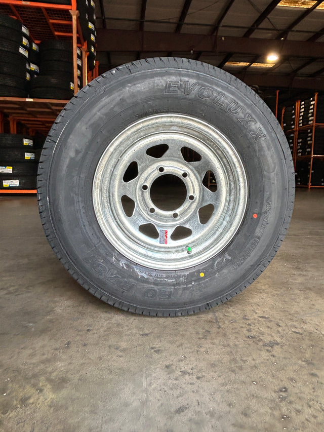 1PC Evolux Trailer Tire & Wheel Assembly ST235/85R16 10PR on 16x6 6x5.5 Galvanized Spoke