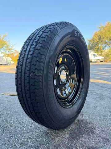 1PC Grandforce Trailer Tire & Wheel Assembly ST225/75R15 10PR on 15x6 6x5.5 Black Modular