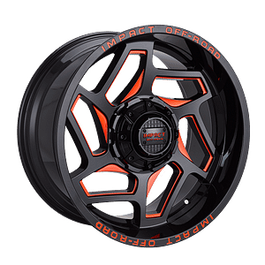 20x10 Off-Road Wheel Rim 6x139.7/6x135 -12 Gloss Black Red Milled — Impact Offroad 826