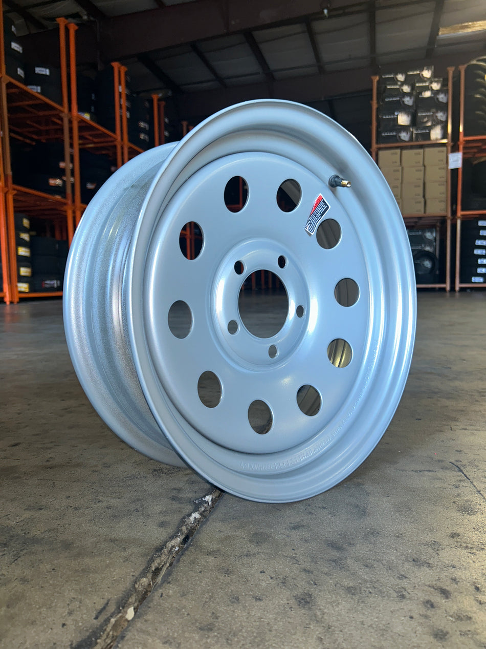15x5 Trailer Wheel 5 Lug (5x4.5) Steel Silver Modular — NCC — TireGuru item F2519155011