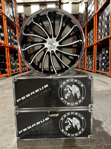 Pegasus 24 inch wheel Black Brushed Face Chrome SSL