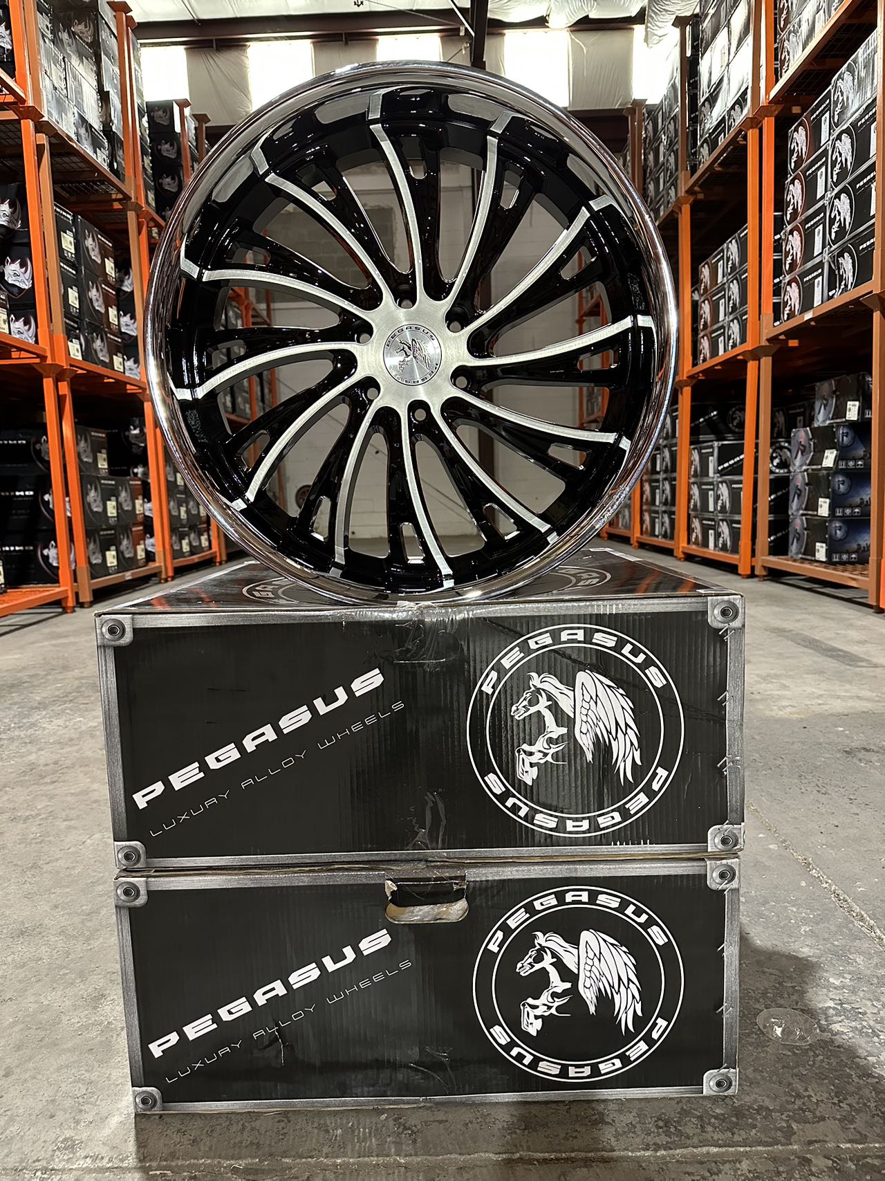 Pegasus 24 inch wheel Black Brushed Face Chrome SSL