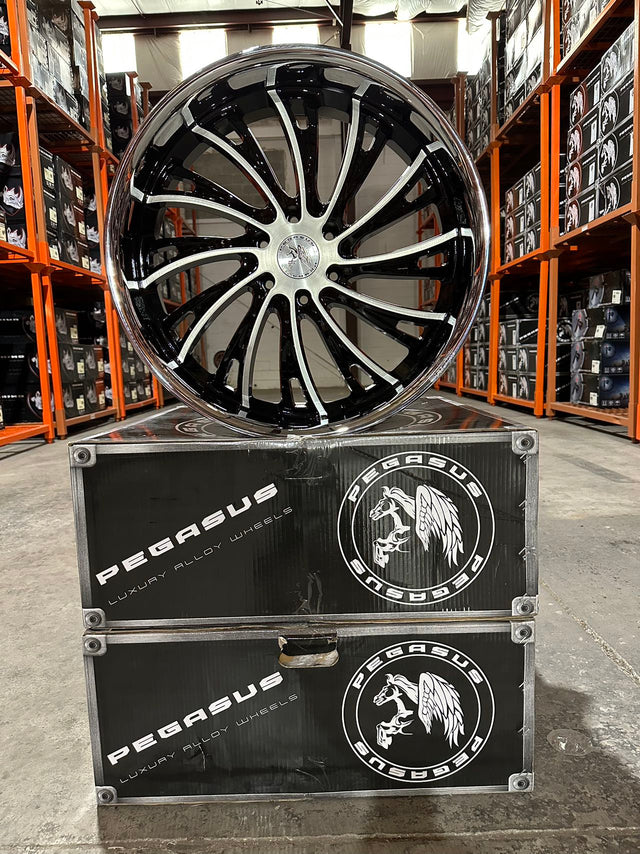 Pegasus 24 inch wheel Black Brushed Face Chrome SSL