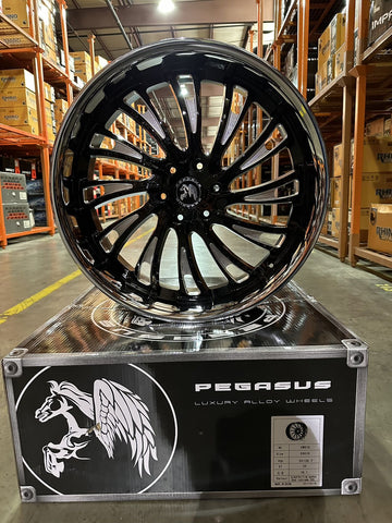 Staggered — 24x10 & 24x9 Wheel Rims 6x139.7 Black Milled — Pegasus