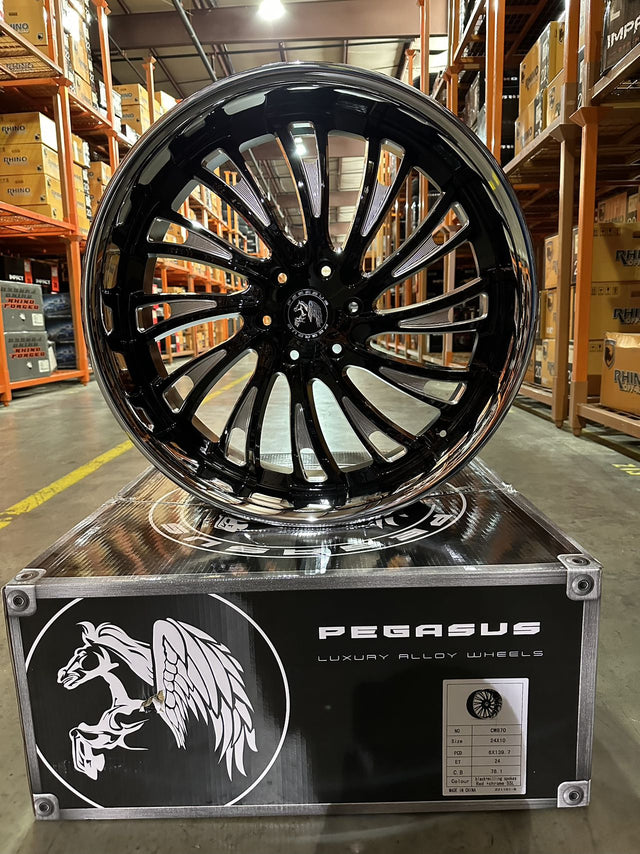 Staggered — 24x10 & 24x9 Wheel Rims 6x139.7 Black Milled — Pegasus