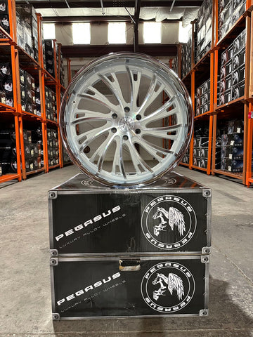 Pegasus 24 inch wheel White Machining Face Chrome SSL